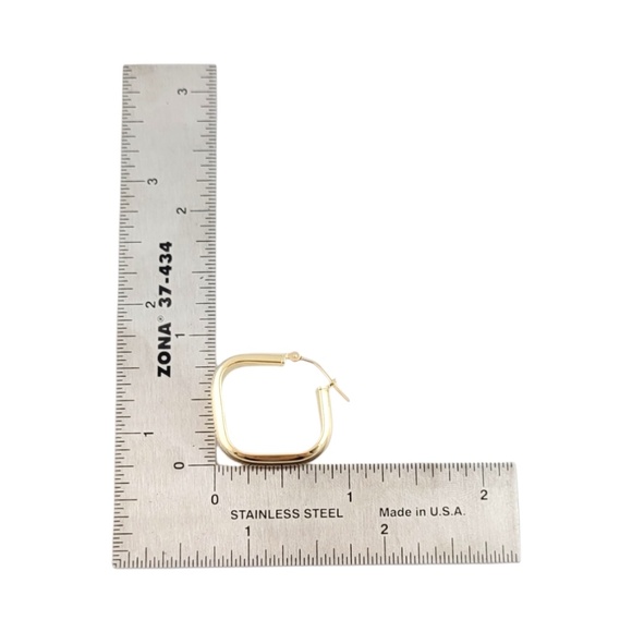 14K Yellow Gold Square Earrings #15860 - Picture 4 of 5